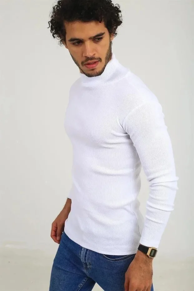 Erkek Beyaz Likralı Fitilli Kaşkorse Body 2