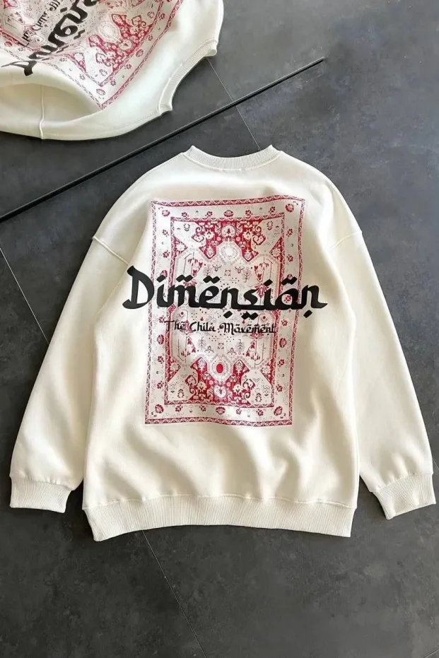 Women's White 3-Thread Cotton Crew Neck Printed Sweatshirt 2