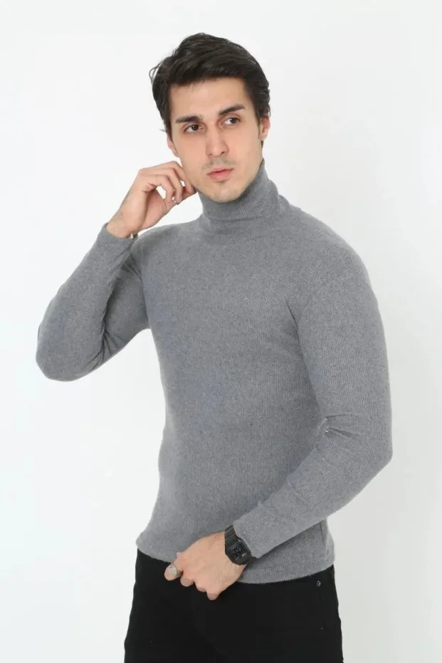 Erkek Füme Slim Fit Likralı Fitilli Boğazlı Body 4