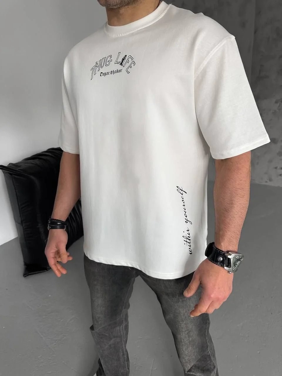 Men's White Cycling Neck Palestine Keffiyeh Printed T-Shirt 3