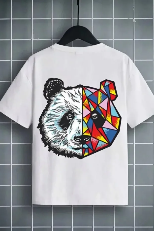 Παιδικό Λευκό Printed Oversize Ποδήλατο Λαιμό T-shirt 2