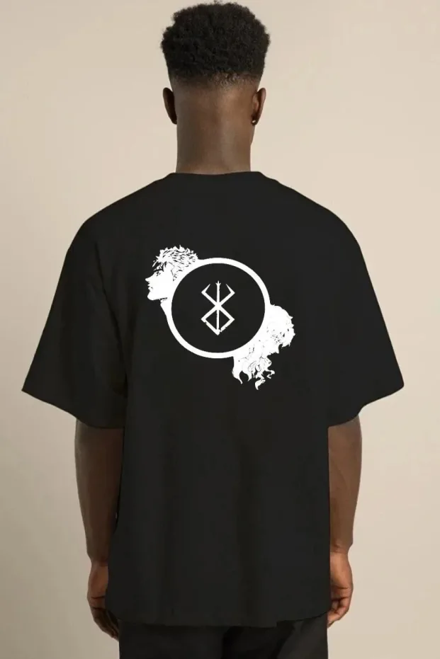 Men's Black Regular Fit Crew Neck Printed T-Shirt 2