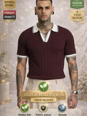 Bordo muška Toscana trikotaža basic kratki rukav polo ovratnik majica
