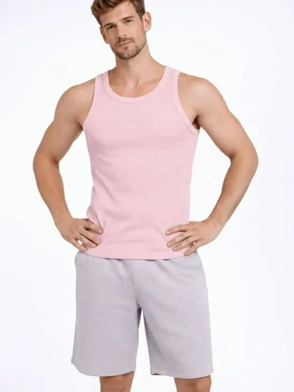 Muški Pink Slim Fit Nulti Kragna Štampana Pozadi Sportska Potkošulja 4