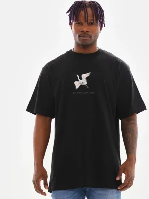 Машки црно бицикли јака печатена Oversize маица