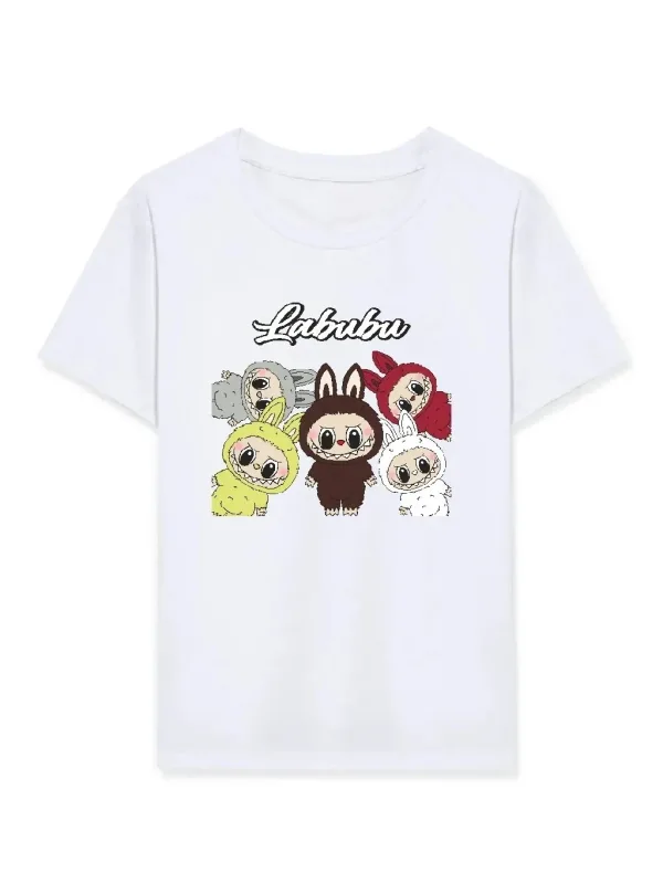 Qız Ağ Labubu Çap Regular T-Shirt 1