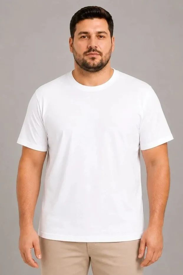 Muški bijeli biciklistički ovratnik basic oversize majica 2