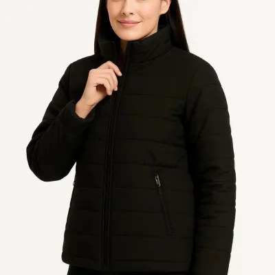 Dámska čierna bomber bunda, vodeodolná, prešívaná, podšitá, na zips 5