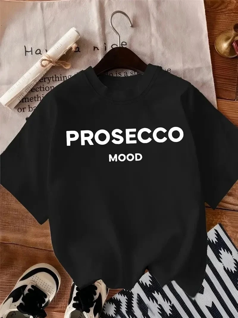 Women's Black Oversize Bicycle Neck Printed T-Shirt