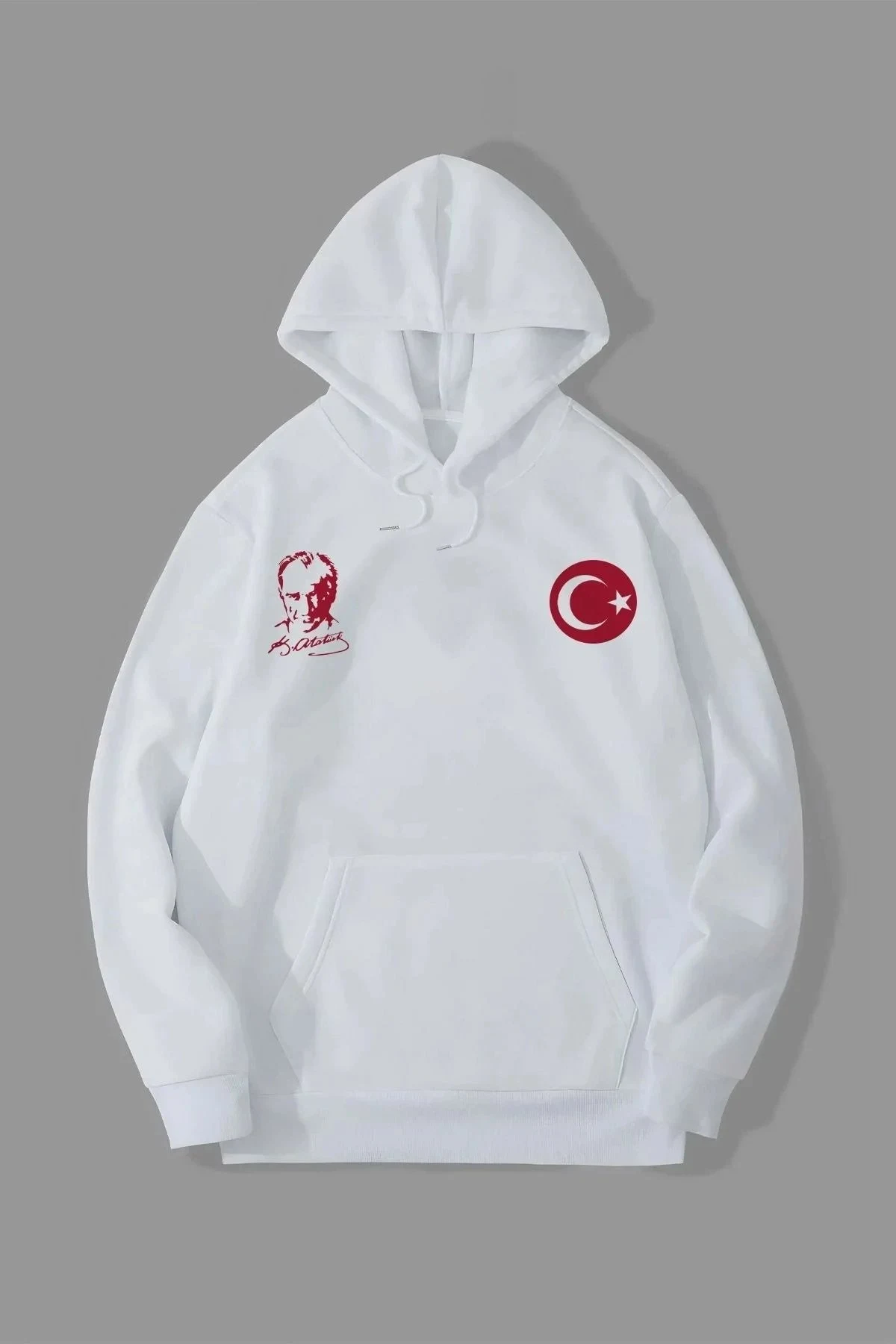Bărbați Alb 3 Fire Glugă Imprimat Sweatshirt