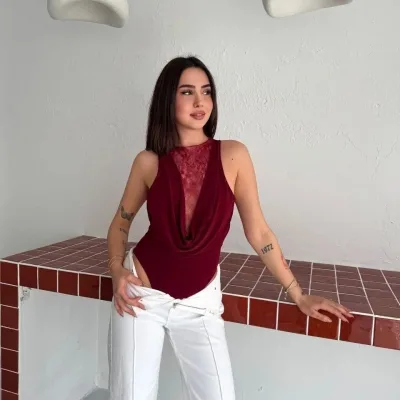 Jin Bordo Dantel Detay Kûr Dekolte Bê Kevan Body 4