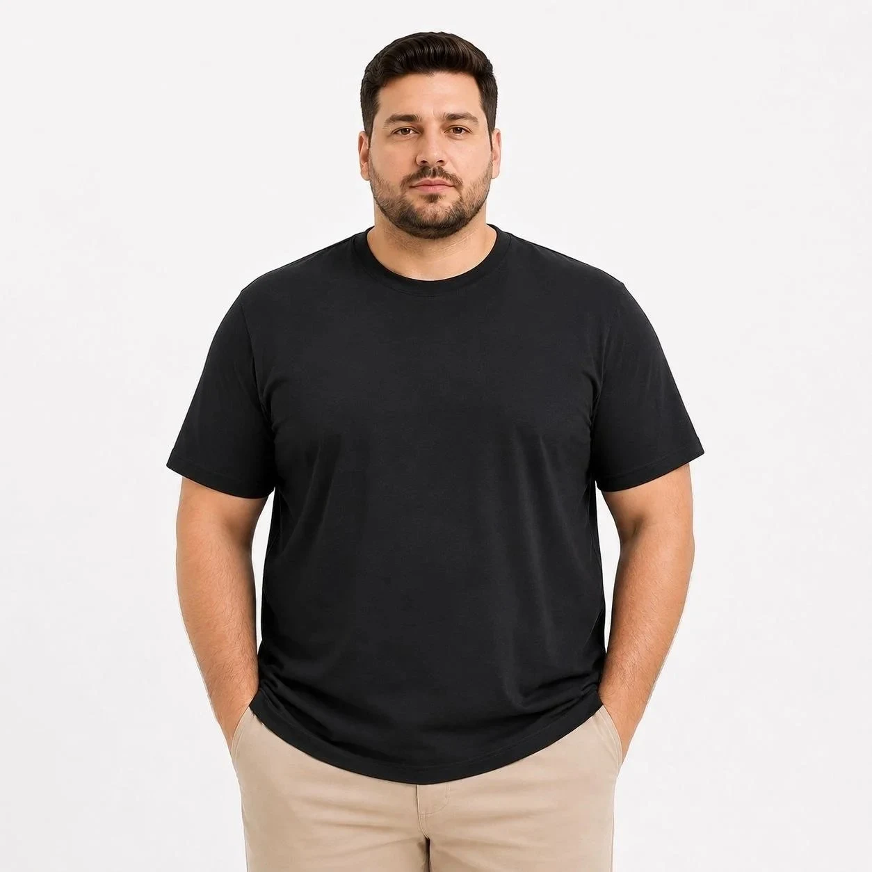 Muška crna big size biciklistički kragna basic majica