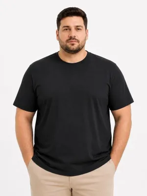 Машки црн Big Size кружен деколте Basic маица