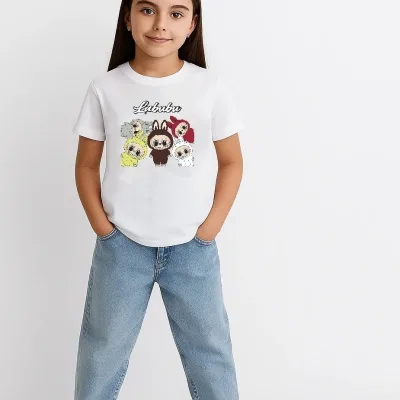 Qız Ağ Labubu Çap Regular T-Shirt 2