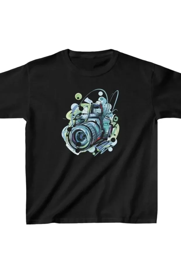 Fëmijë T-shirt Zi Oversize me Printim 1