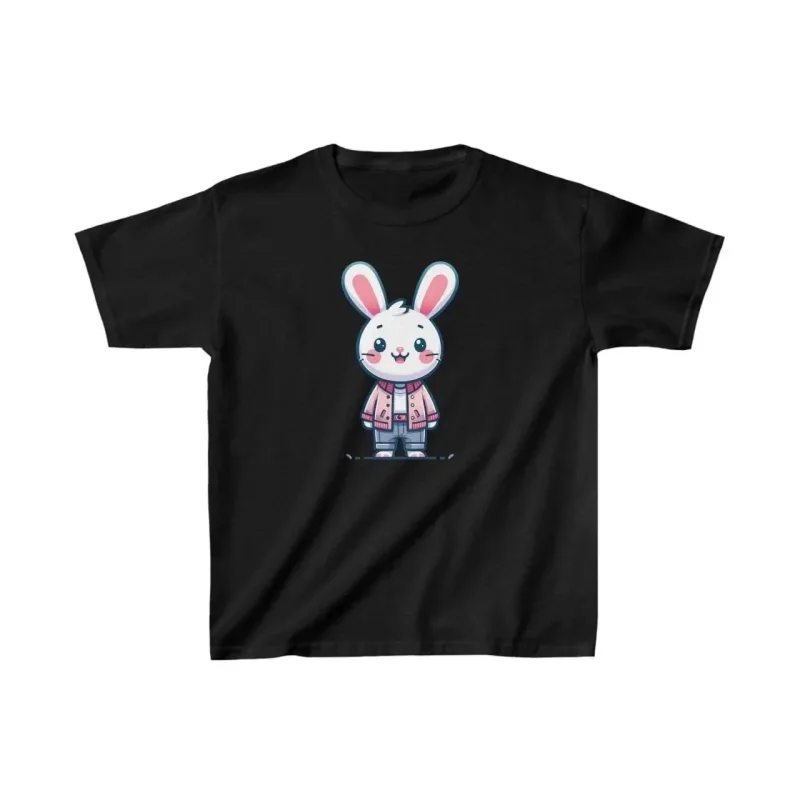 Children's Black Oversize Printed Cycling Neck T-Shirt
