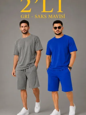 Men's 2-Piece Set Oversize Two-Thread Fabric Shorts Set