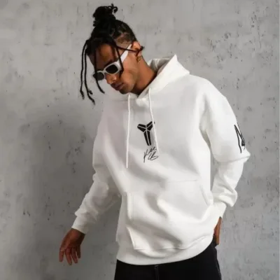 Pánské černé oversized 3-nitné bavlněné potištěné mikiny s kapucí a kapsami 3