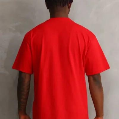 Bărbați Roșu Oversize Guler Bicicletă Imprimat Tricou 2