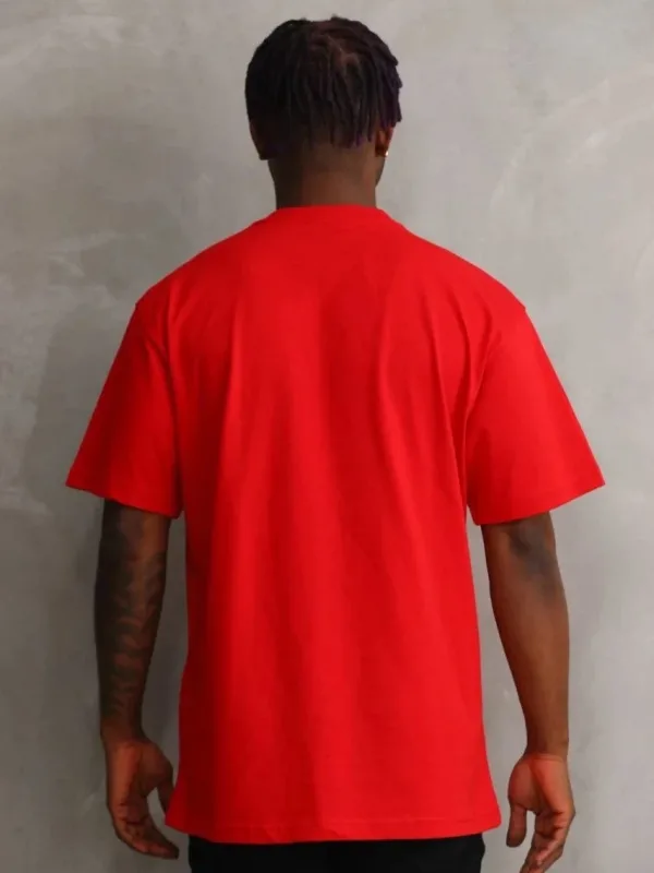 Bărbați Roșu Oversize Guler Bicicletă Imprimat Tricou 2