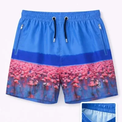 Shorte Deti për Burra, Blu, me Zinxhir, me Xhepa, Rreshtim Rrjete, Tharje e Shpejtë 2