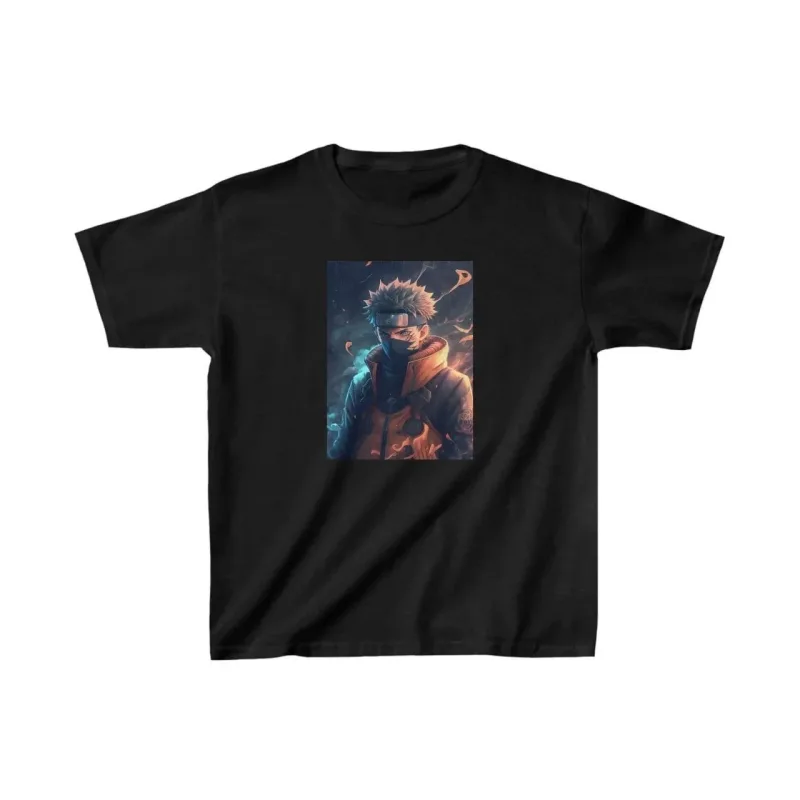 Παιδικό Μαύρο Τυπωμένο Βαμβακερό Χαλαρό T-Shirt