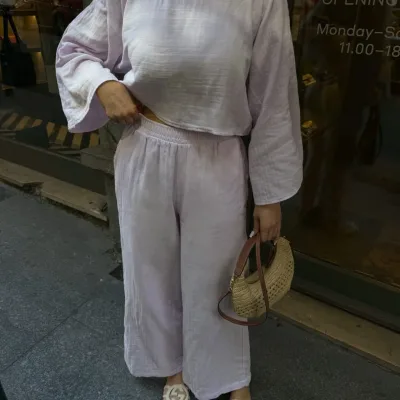 Pantalone i bluza Muslin set Bež 3