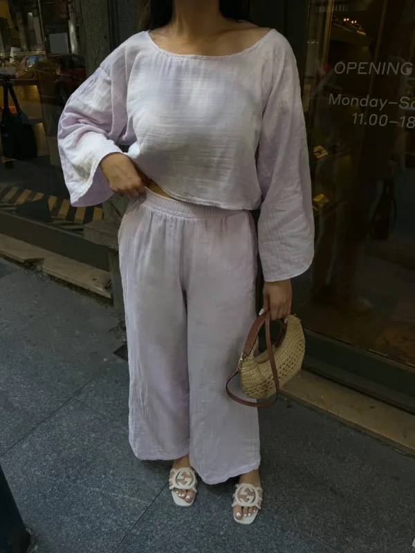 Pantalone i bluza Muslin set Bež 3