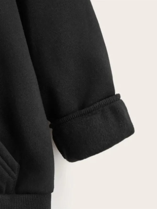 Dečija crna kapuljača slatka mačka štampana oversize dukserica 3