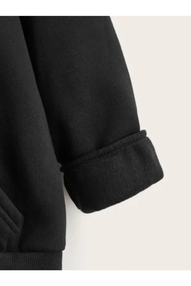 Dečija crna kapuljača slatka mačka štampana oversize dukserica 3