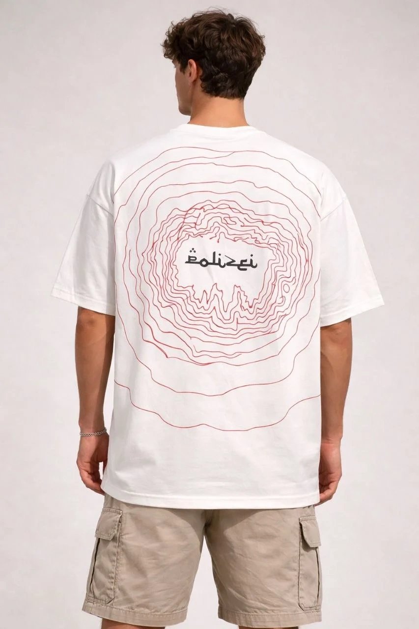 Men's White Oversize Crew Neck Printed Summer T-Shirt