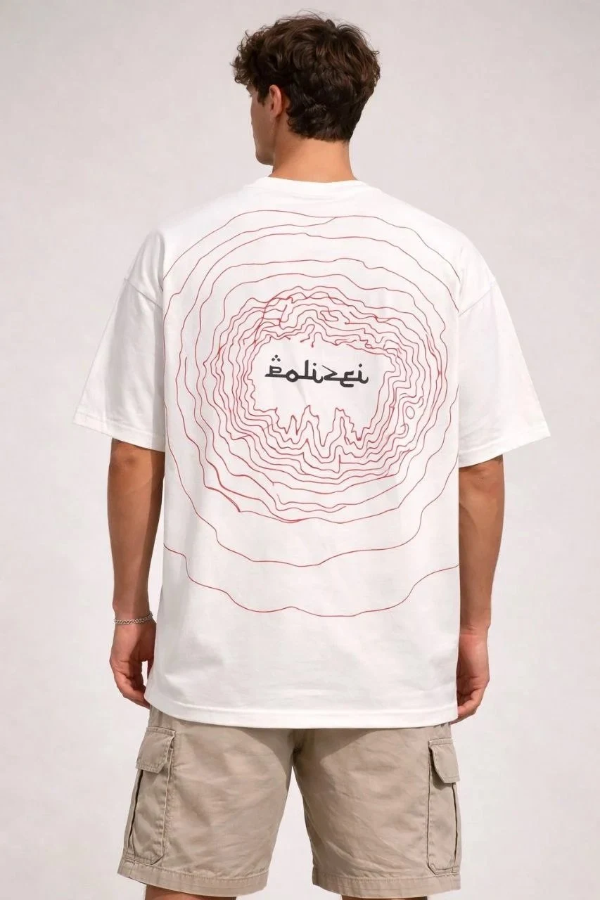Машки бел oversize велосипед јака печат летна маица