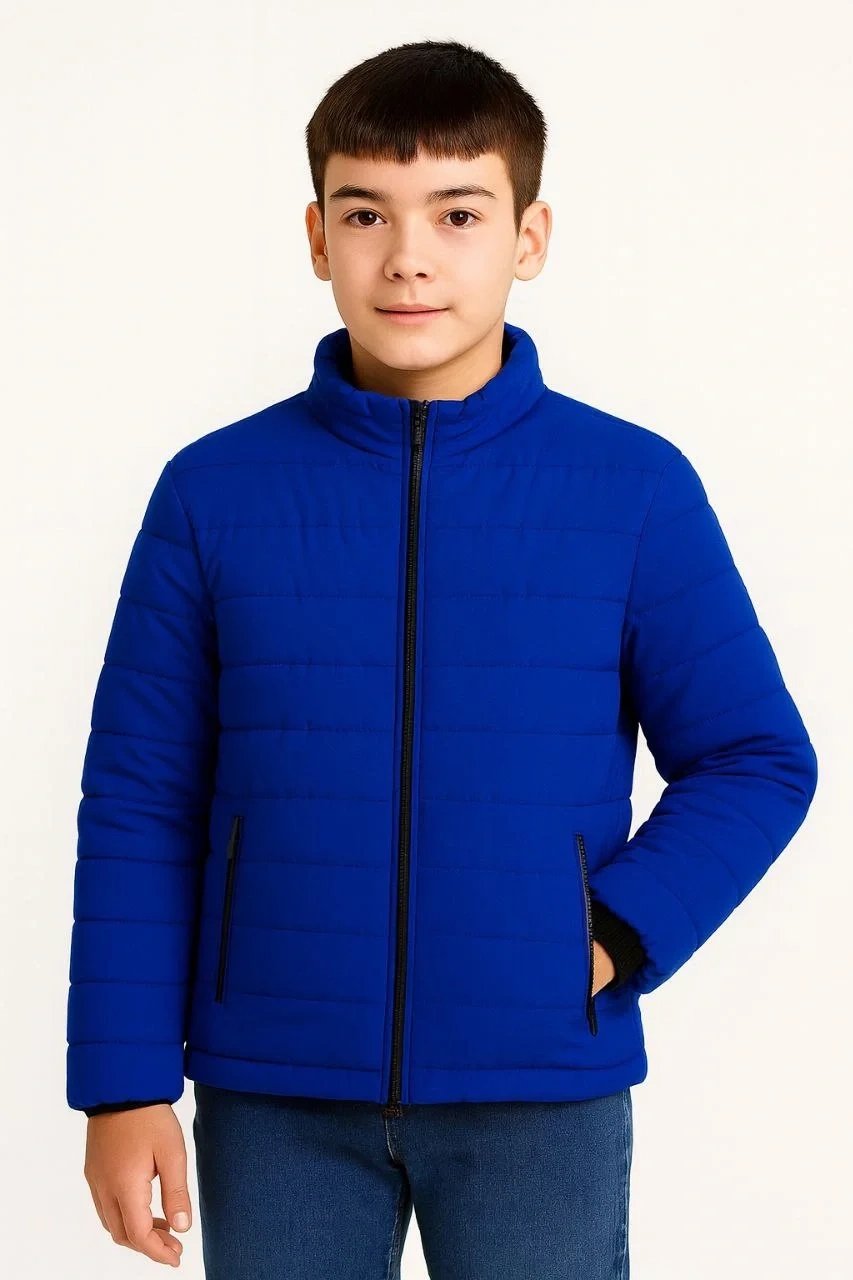 Children's Sax Blue Water-Repellent Fiber-Filled Zippered Pocket Puffer Jacket 4