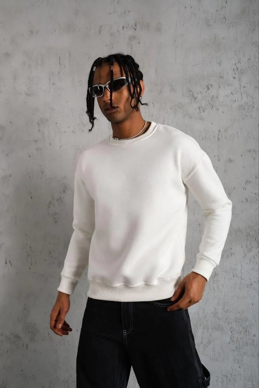 Burrë Bardhë 3 Fije Pambuk Jaka Biçiklete Sweatshirt 1