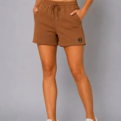 Femeia Șort Maro, Regular Fit, Țesătură, Cu Buzunare, Șnur 3
