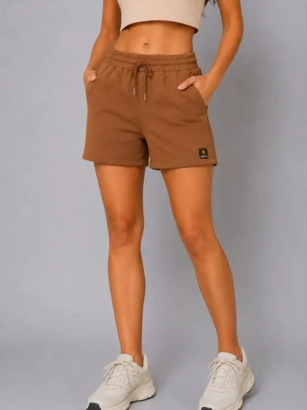 Femeia Șort Maro, Regular Fit, Țesătură, Cu Buzunare, Șnur 3