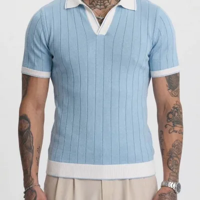 Blu Foshnje Burra Toscana Triko Mëngë të Shkurtra Polo T-Shirt 4