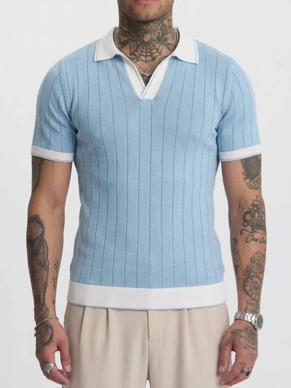 Blu Foshnje Burra Toscana Triko Mëngë të Shkurtra Polo T-Shirt 4