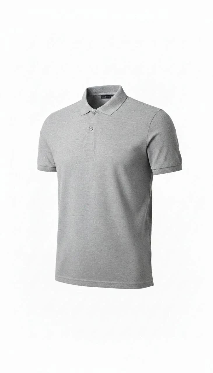 Muška siva regular pike tkanina dugmad polo kragna majica