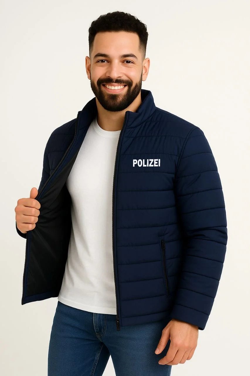 Muška tamnoplava mikro vodoodbojna prošivena s printom patentirana bomber jakna 2