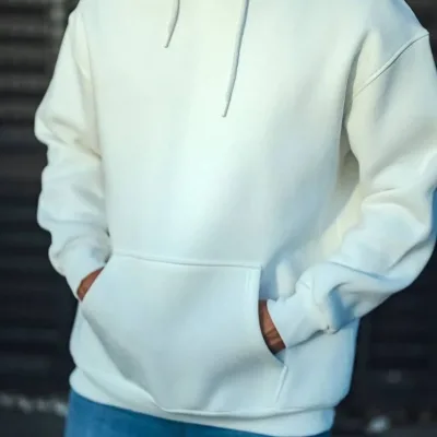Murš Bijalo 3 Ipliko Pambuko Kapušonli Basic Svetshirt 1