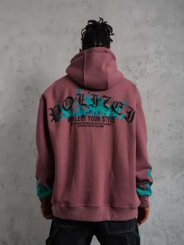 Sweatshirtê Mêran ê Gula Kurusî, 3 Têl, Pembû, Bi Çapkirina Alevê, Bi Kevan 1