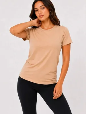 Jin Bej Slim Stûyê Bisîkletê T-Shirta Klasîk a Biçengên Kurt