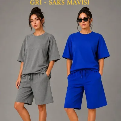 Koma 2 Parçeyî Oversize Du Têl Şort 1