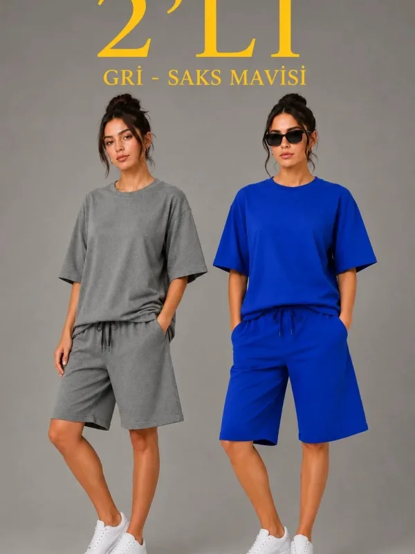 Koma 2 Parçeyî Oversize Du Têl Şort 1