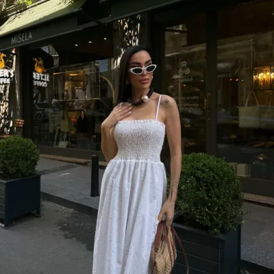 String Strap Maxi Length Slip Dress White 3