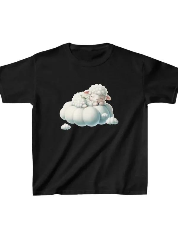 Детска црна маица со принт, oversize, бициклистички врат 1