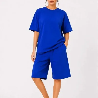 Koma 3 Parçeyî Oversize Du Têl Tîşort Şort 8