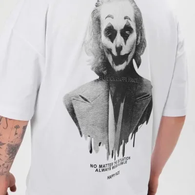 Men's White Regular Crew Neck Printed Comfortable T-Shirt 2