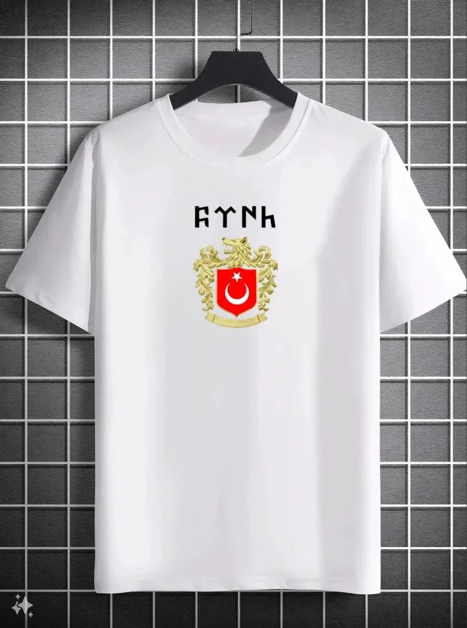 Tîşorta Havînî ya Oversize, Stûyê Bisîkletê, Çapkirî, Spî ji bo Mêran 1